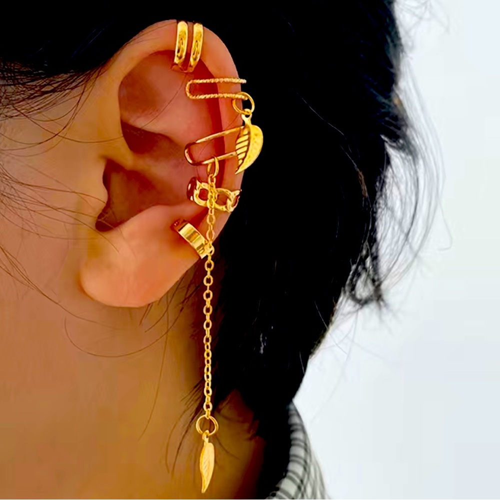 🌺 5-Piece Simple Leaf Ear Clip Set✨NWT